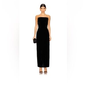 LPA Strapless Black Velvet Dress